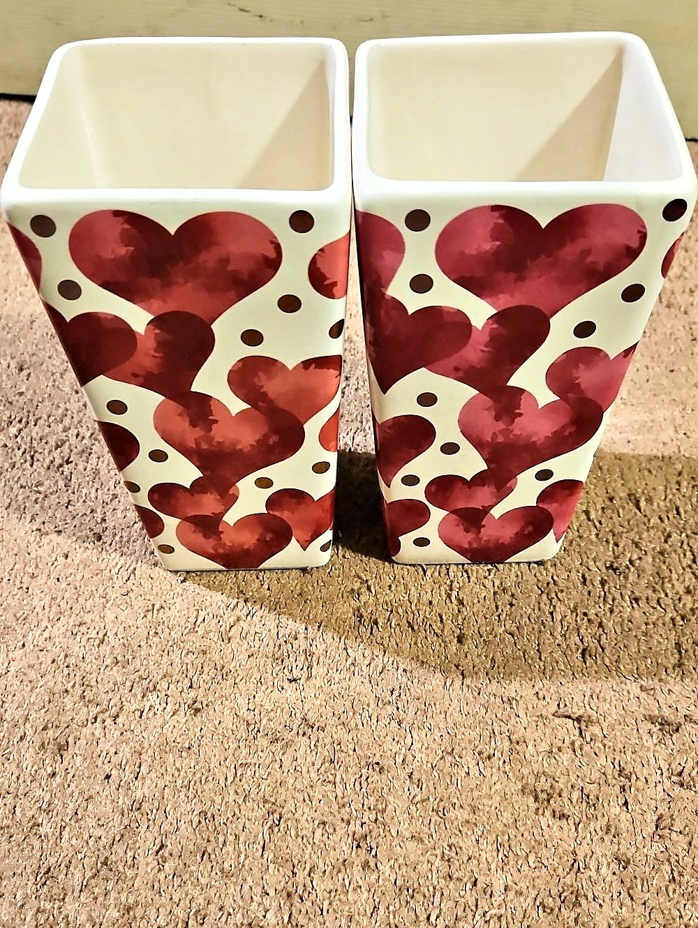 ProFlowers Pink Watercolor Heart Ceramic Vase Set